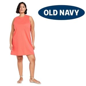 Old Navy Vintage Mini T-Shirt Dress Relaxed Fit Coral Crewneck Sleeveless NWT LG